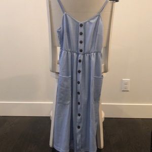 Blue pinstripe shirtdress dress